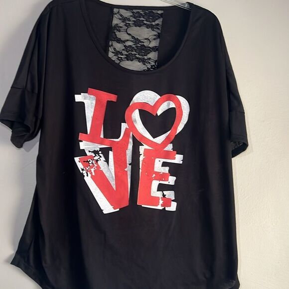 Lace back graphic short sleeve top - Picture 4 of 6